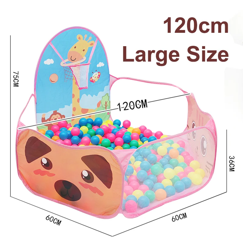 120 cm Kinder-Ballbecken mit Basketballkorb, tragbar, faltbar, Kinder-Laufstall, Spielplatz, Zelt, Baby, drinnen und draußen, Sport, Bildung