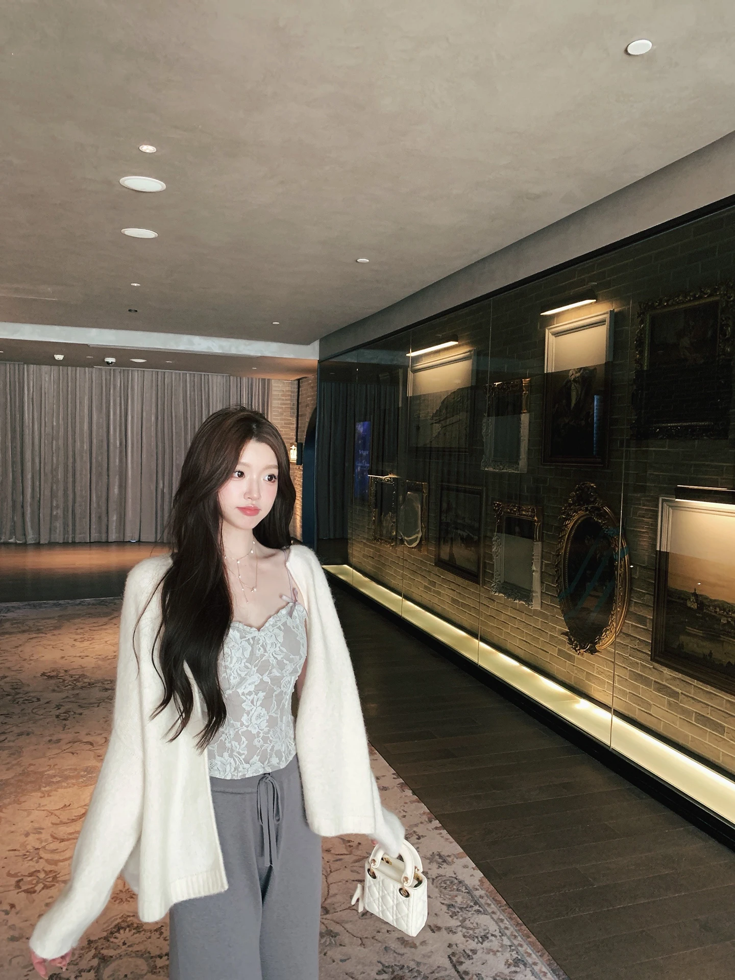 

Soft Fibone Lace Inner Wear Vest Top Women's Gentle Sle Knot Mid-century Retro ort Length Faion Ladies' Cam...