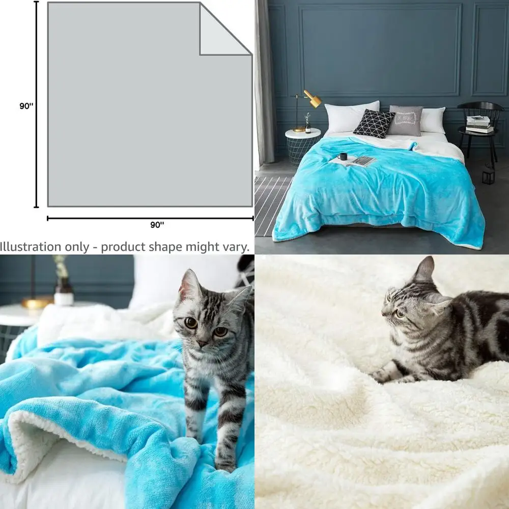 

Ultra Soft Sherpa Fleece Twin Blanket, Plush & Cozy, 65x90 Teal Couch Cover
