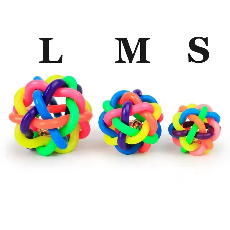 Colorful Bell Woven Toy Popular Dog Bite Resistant Rubber Pet Chewing Playing Fetching Nice Ball Puppy Toy for Large Small Dogs