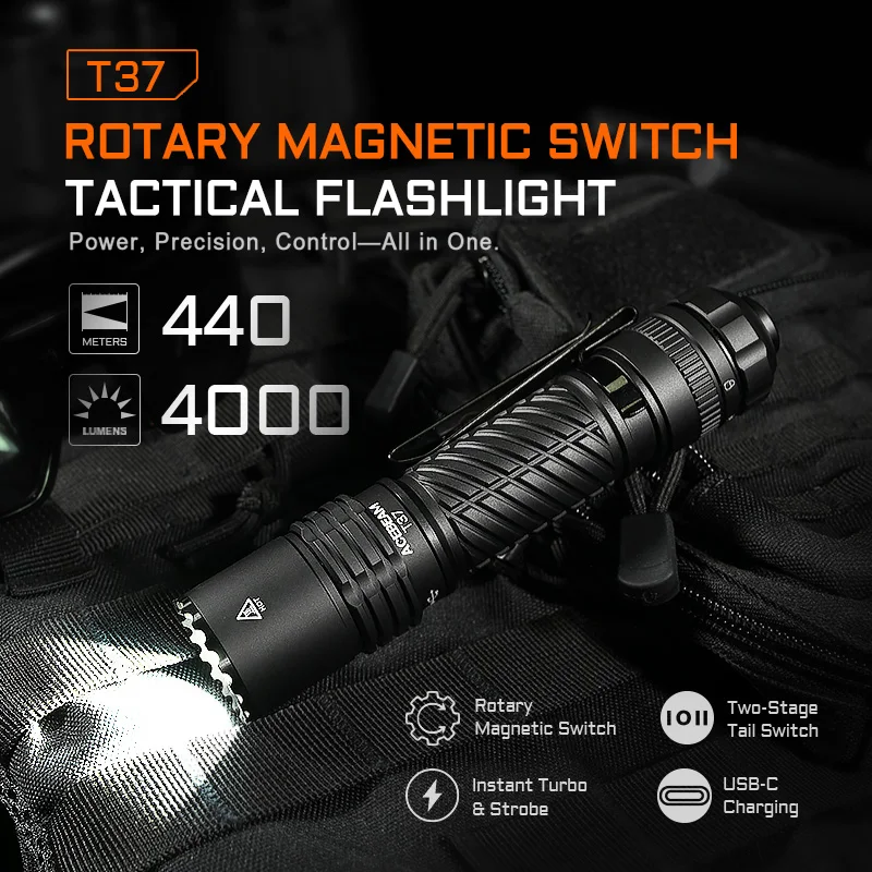 ACEBEAM T37 SFT-90X EDC タクティカル懐中電灯とデューティ懐中電灯