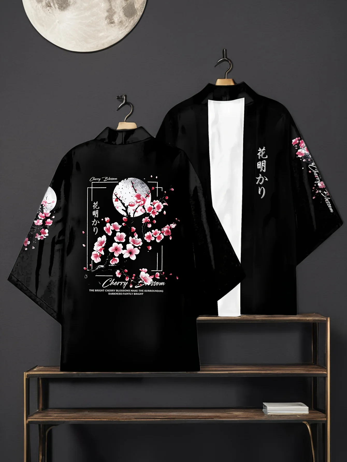 Cherry Kimono Unisex Blossom Moon Japanese Floral Vintage Art New 3D Printed Lightweight Short Sleeve Trendy Stylish Comfy Bloom