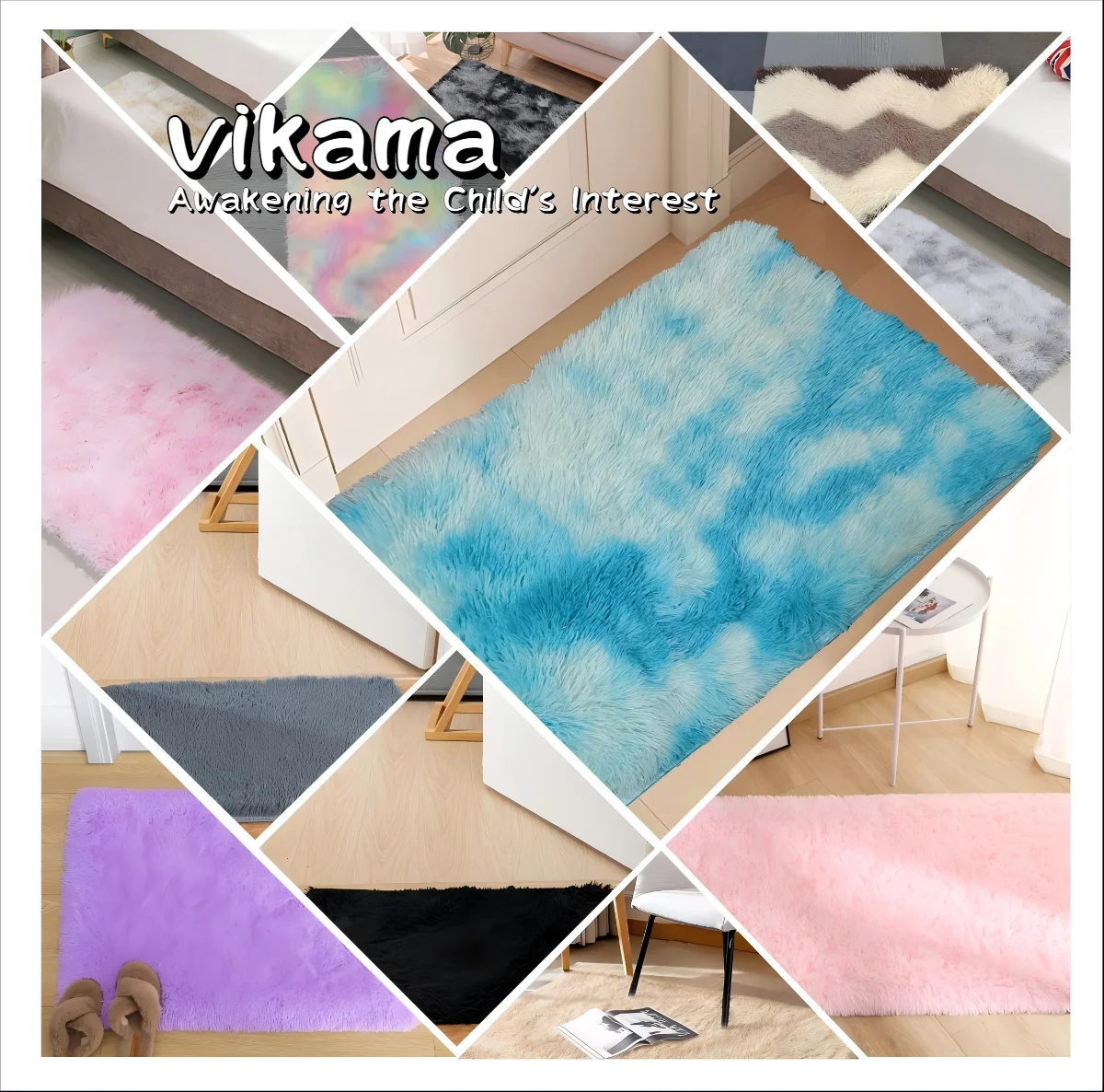 VIKAMA Simple Gradient Silk Wool Room Decorative Carpet Bedroom Living Room Should Not Fall Hair Full Carpet