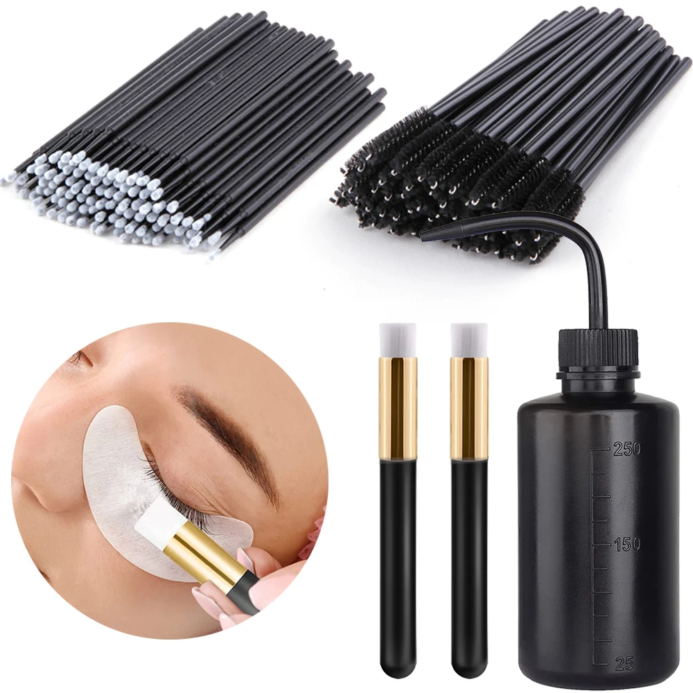 Ensemble de fournitures d'extension de cils, brosses à mascara, livres de cils, bouteille de lavage, micro brosse, applicateur de cils, outils de maquillage