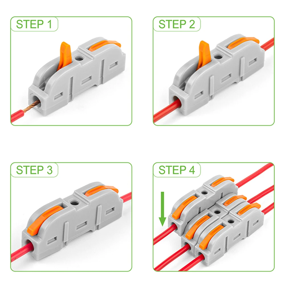 25/34/50/100PCS PCT-221 Lever Wire Connectors Inline Splicing Terminal Block Modular Cable Joiner for LED Electrical Wiring ```