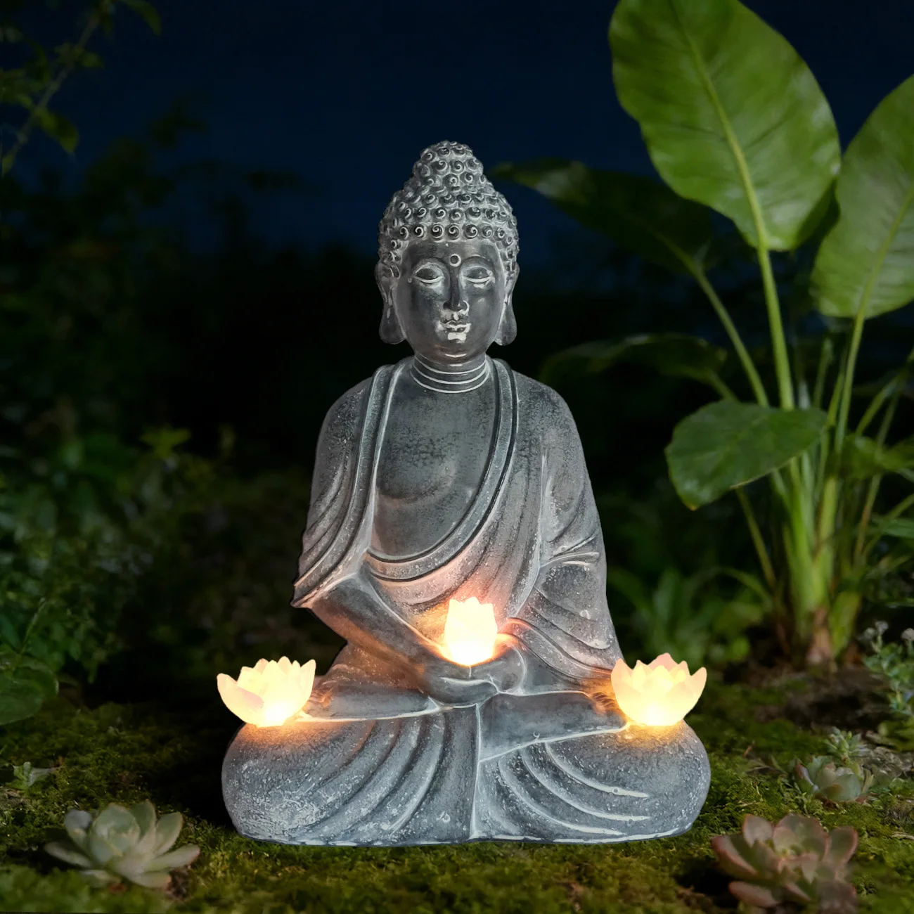 

Buddha Resin Ornament Zen Garden Statue Solar Light Garden Landscape Decoration