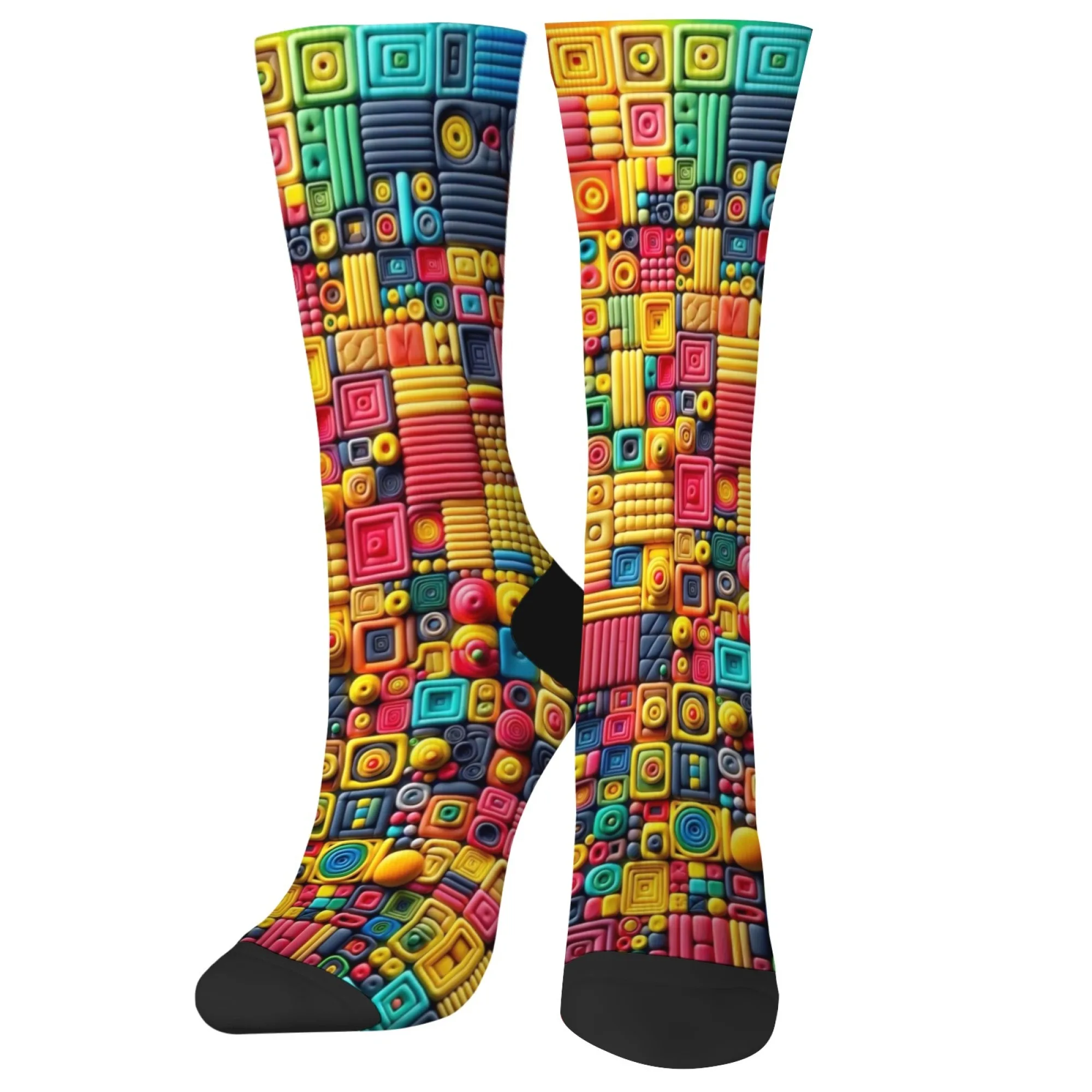 

Geometric figure funny women's socks retro fashion casual socks gift Harajuku street hip hop socks comfortable warm non-slip