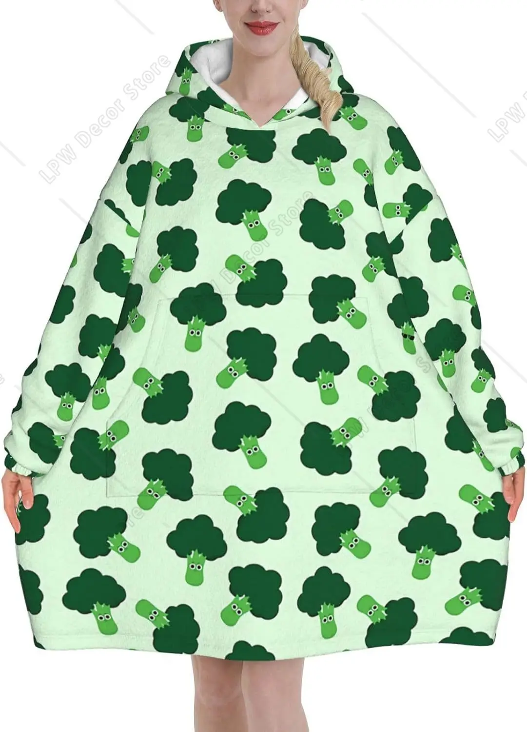 Happy Broccoli Blanket Hoodies For Women And Men Adult Oversize Wearable Blanket Hoodies For Soft And Warm