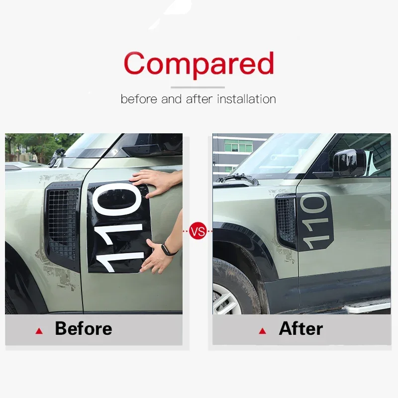 For Land Rover Defender L663 90 110 130 2020-2026 PVC Black/Carbon Fiber Car Door Side Vent Decal Trim Sticker Car Accessories view 4