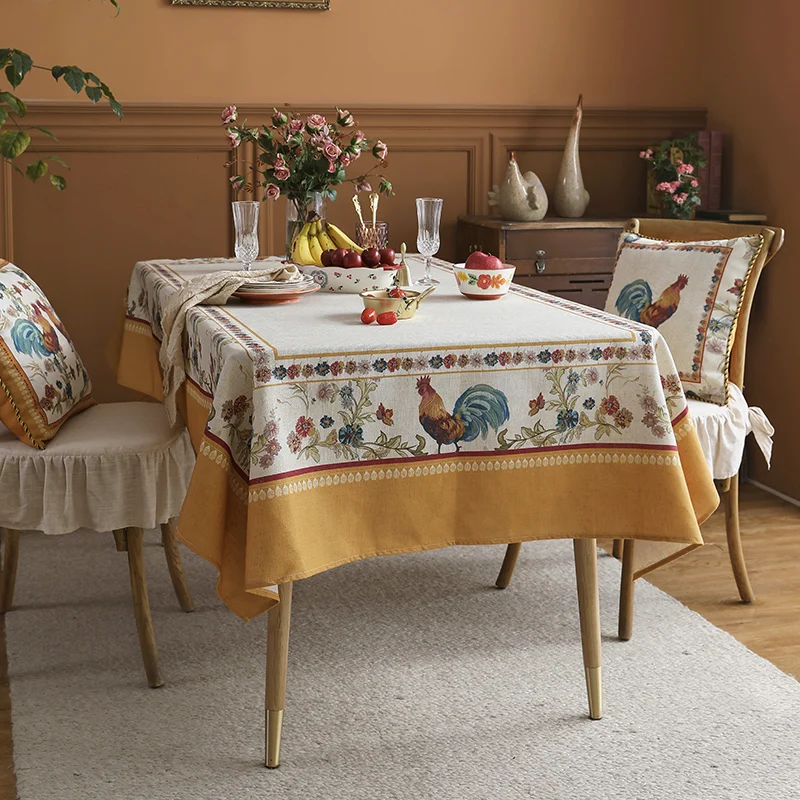 Floral Coffee Table Tablecloth American Pastoral Dining Table Tablecloth Rectangular Round Linen Tablecloth Fireplace Countertop