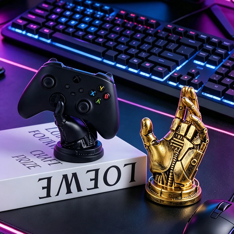 Sci-Fi Mechanical Hand Game Controller Holder Resin Stand for PS5 Xbox Switch Robot Sculpture Decor for Gamer Gaming Desk view 6