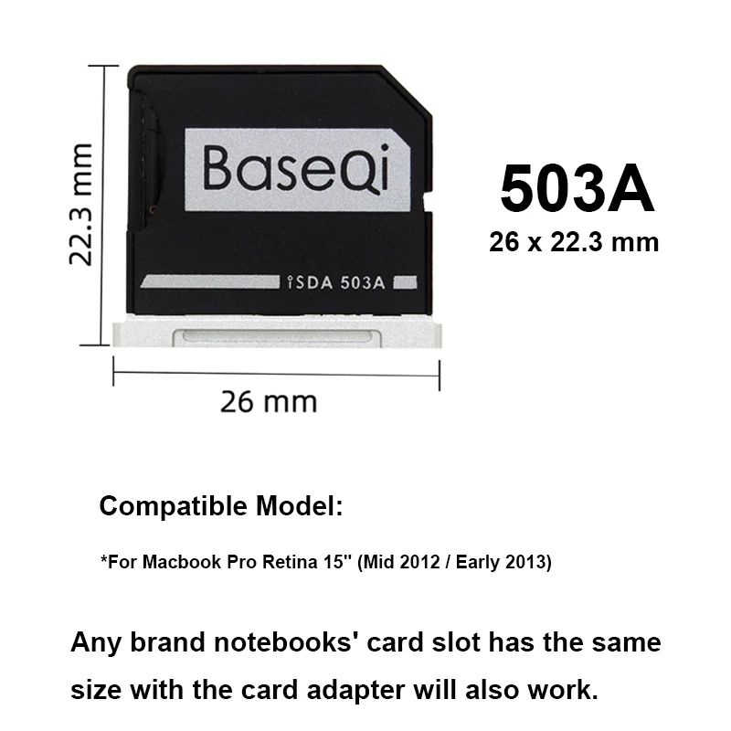 Imagem -02 - Baseqi para Macbook Pro Retina 15 Polegadas Ano 2012-início de 2013 Adaptador de Cartão Micro sd sem Costura Alumínio Mac Pro Mini Drive