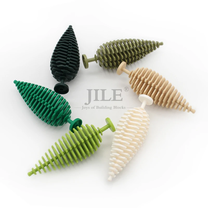 6pcs MOC Plant Accessories Tree Flower Grassland Building Blocks Pine Bush Plant Cypress Natural Forest Jungle 3778 Toys