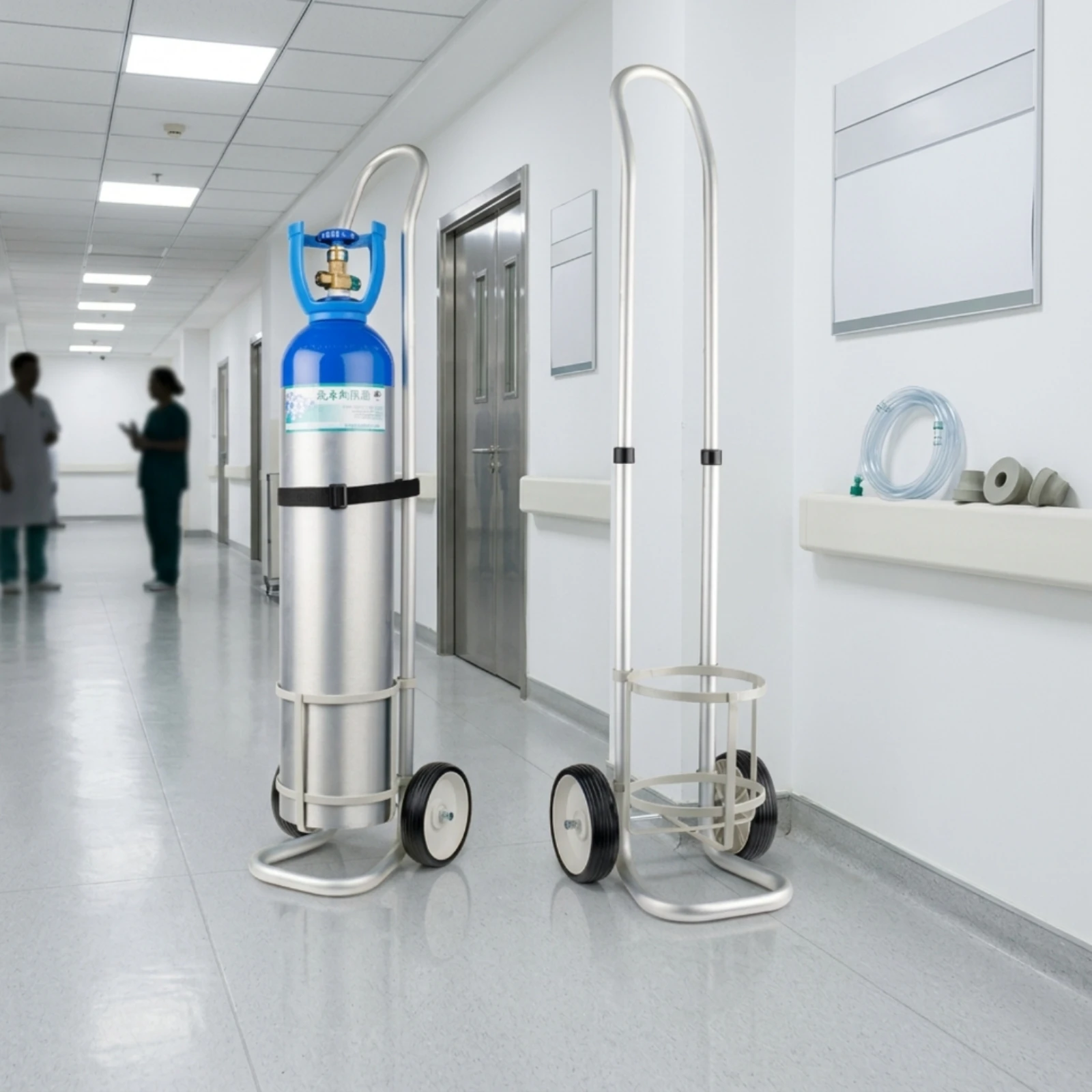 Medical Gas Cylinder Cart Rolling Medical Gas Cylinder Trolley Upright Sturdy for Patients, Home Care, Hospitals