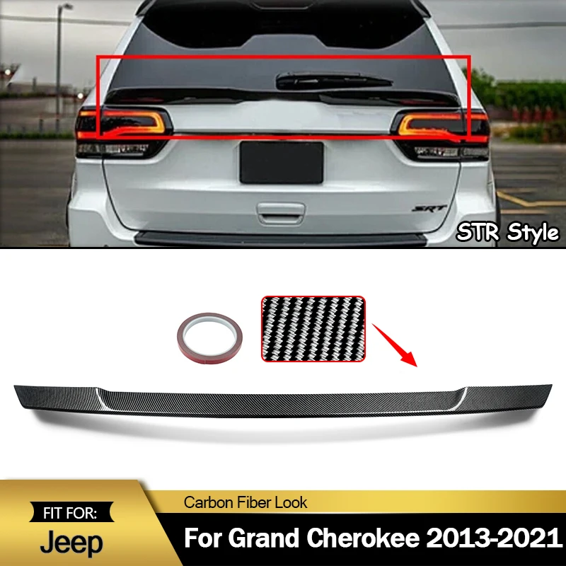 For 2013-21 Jeep Grand Cherokee SRT WK2 Carbon Look Rear Mid Wing Spoiler Trunk