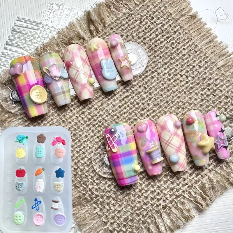 A Cartoon Nail Mold, Key Chain, Love Lock, Star Button, Irregular Shaped Button, Three-Dimensional Creative Nail Mold