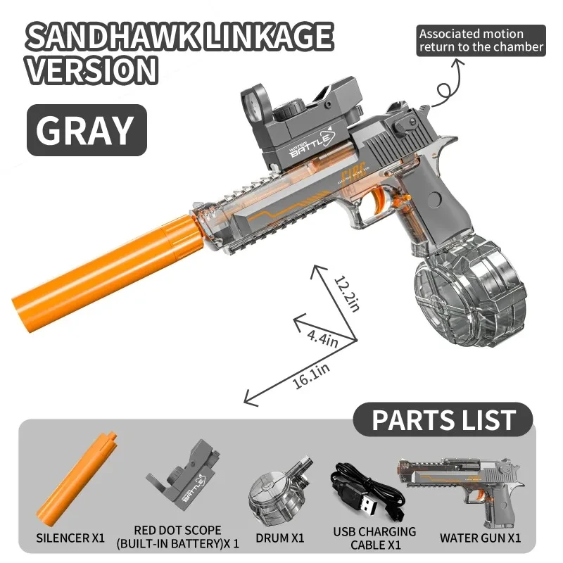 Letnie zabawki Desert Eagle pistolet na wodę w pełni automatyczny do strzelania elektrycznego pistolet na wodę dzieci na zewnątrz plaża walka