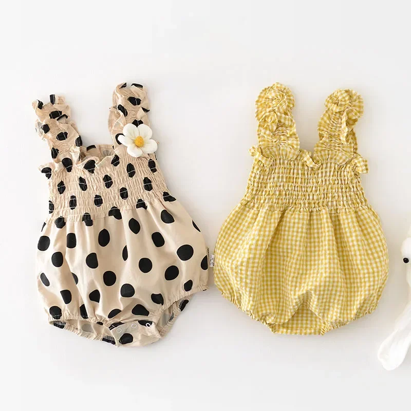 2023 Zomer Babybodysuit Polka Dot Meisjes Een Stuk Pasgeboren Kleding babymeisje kleding gebreide romper