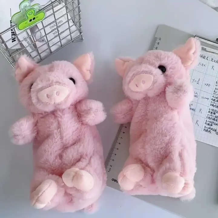 

New Creative cartoon cute little pink pig soft plush pen bag for students, office workers, large capacity stationery storage bag