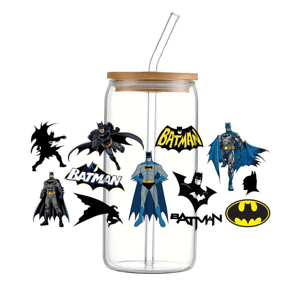 DC Batman 16oz UV DTF Cup Wrap Cartoon Libbey Glass Beer Can Tumbler Transfer Stickers Waterproof Permanent Adhesive  fashion