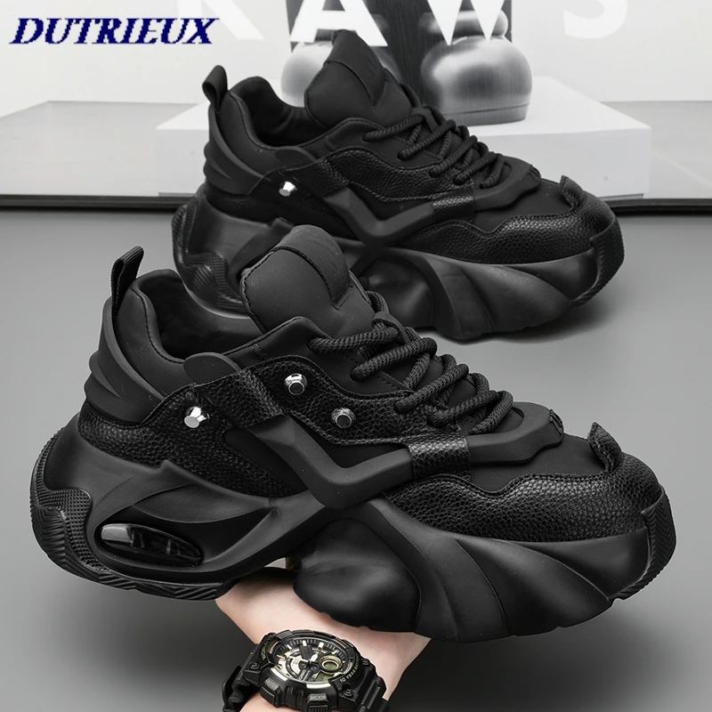 Men's Black Casual Sneakers Comfortable Platform Shoes 2024 Men Designer Height Increasing Sneakers Men Casual Sports Shoes