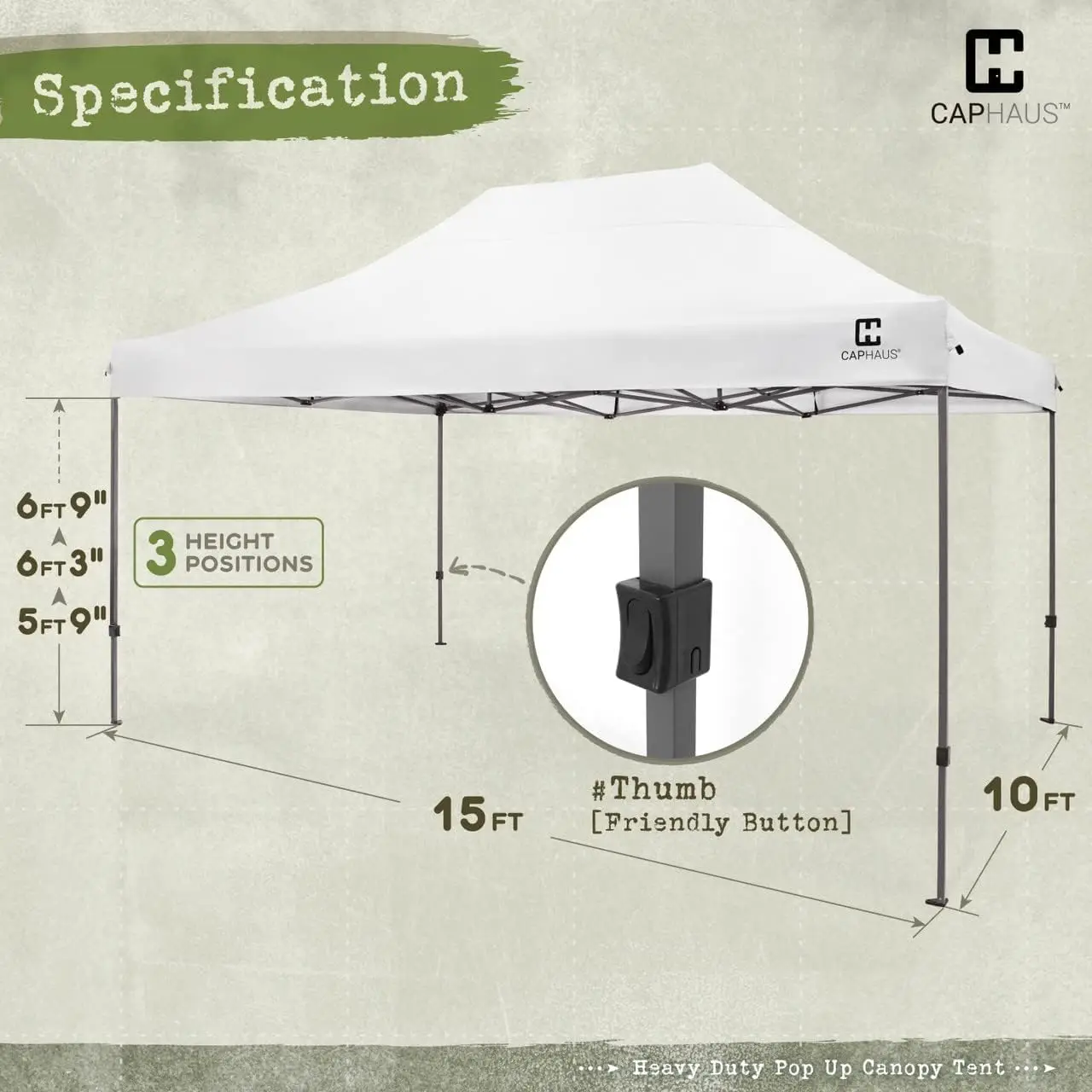 10ft x 15ft Commercial Grade Pop Up Outdoor Canopy Easy Up Tent Heavy-Duty Instant Folding Shelter with Wheeled Carry Bag White