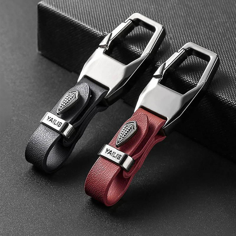 

Premium Genuine Leather Keychain Men Car Key Ring Chain Holder Key Strap Wallet Keyring Waist Anti loss Buckle Birthday Gifts
