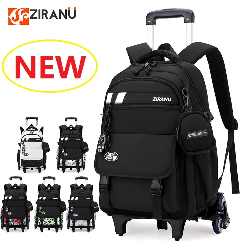 

2025 New Rolling Backpack with Wheels Kids Back To School Bags for Boys Wheeled Bookbags Student Back Pack Mochilas De Hombre