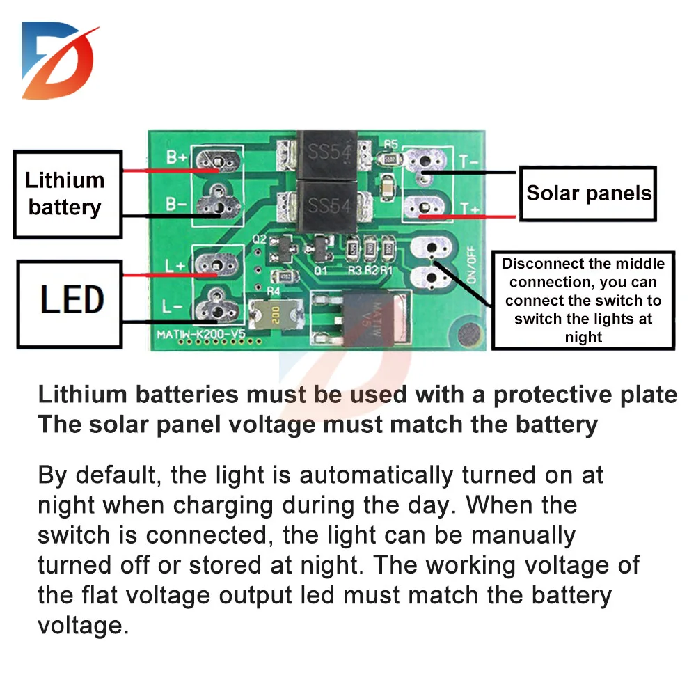 Lithium photovoltaic automatic solar panel charger board LED light control switch garden street light 3.7V 7.4V 11.1V module