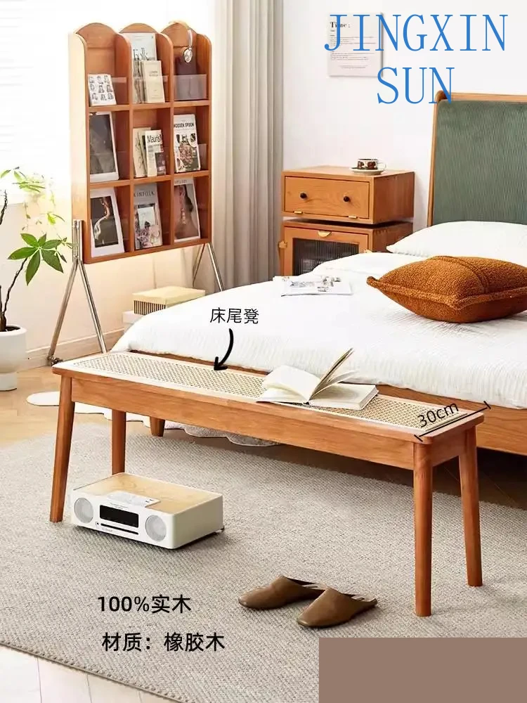 Solid Wood  Bench Log Chair Bed End Shoe Changing Stool Household