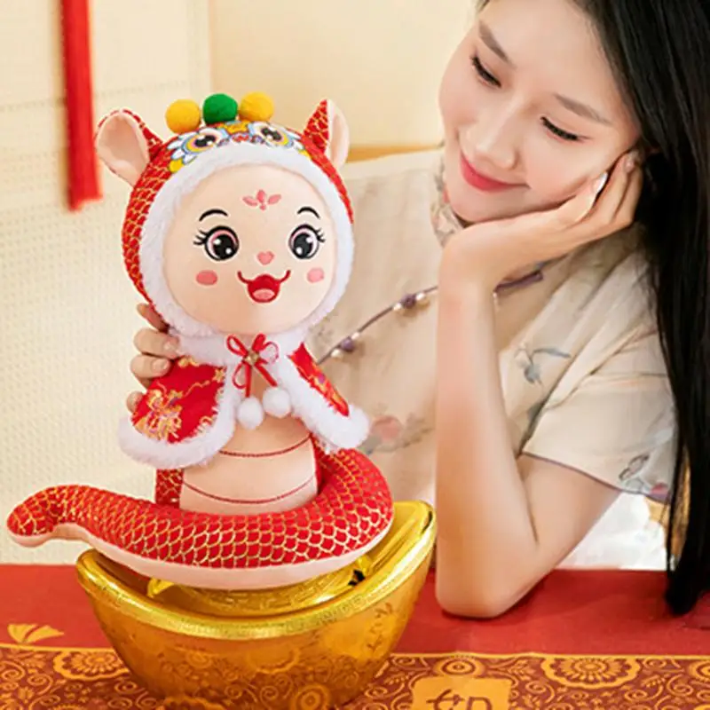 Chinese New Year Snake Plush Animal Toy Snake Doll Mascot Soft Stuffed Bless Snake Doll For Chinese Spring Festival Home Decor