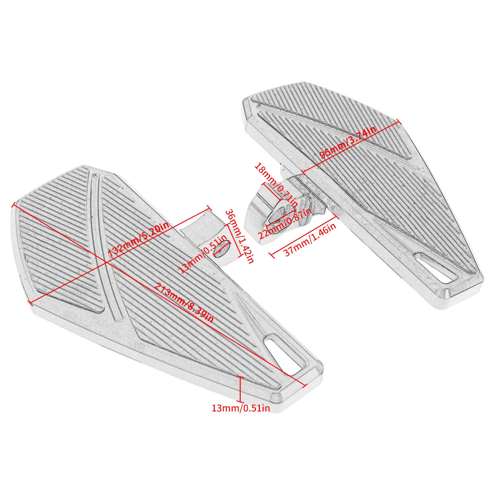 1 Pair Front Footboards Floorboards For Indian Scout Rogue Scout Bobber Scout Sixty/ABS Motorcycle Driver Foot Pedals Aluminum