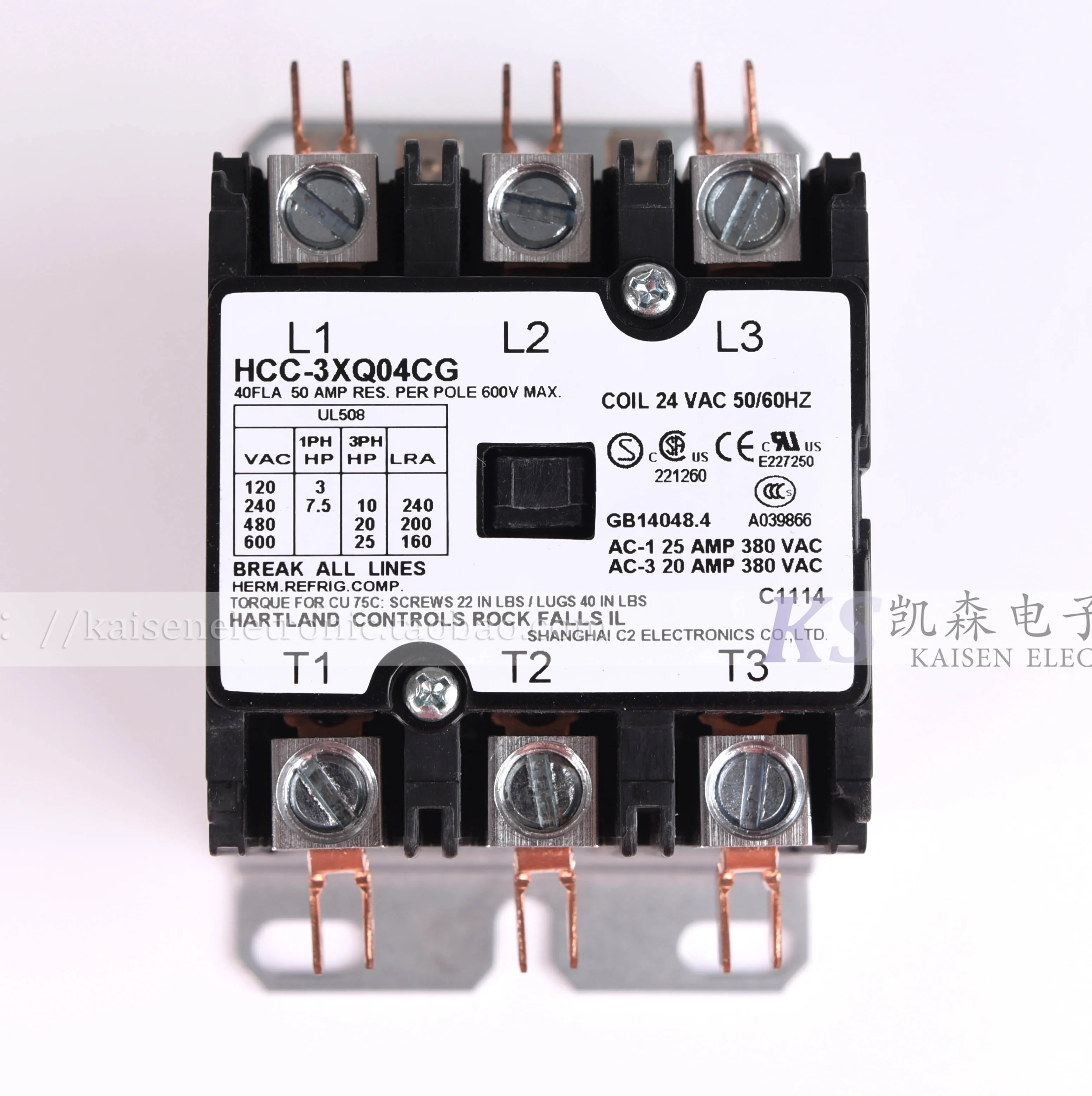 

For American GROEN electric frying stove electric soup pan 40A UL American three-phase AC contactor original HCC-3XQ04CG