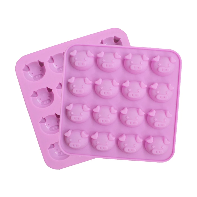 

16-полая силиконовая форма в форме головы свиньи, сделай сам, помадка, мыло, конфеты, шоколад, кухонная форма, аксессуары, форма для копилки, мыла, печенья, торта