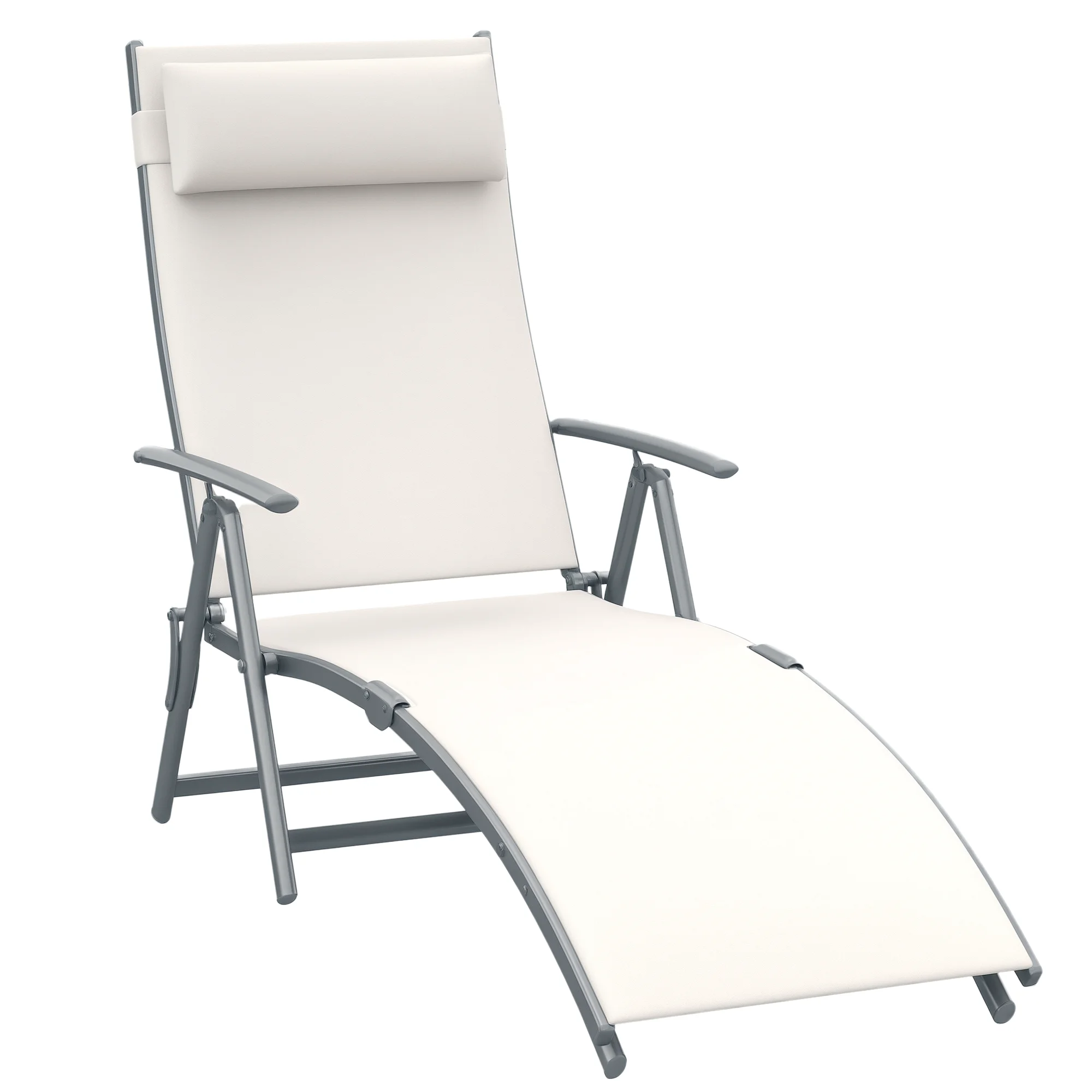 Outsunny Tumbona Plegable con Respaldo Ajustable 137x63,5x100,5 cm