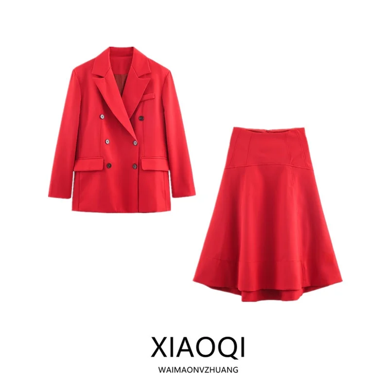 

Новое зимнее поступление, женское пальто на заказ, двухрядная юбка на пуговицах, юбка прямого кроя, комплект из двух предметов, длинная све, обычная длина