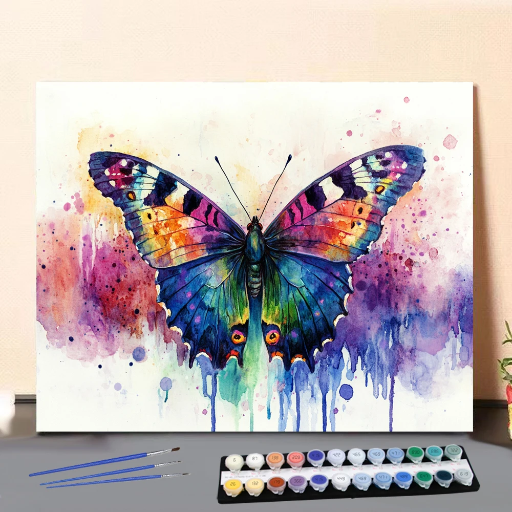 

Картина по номерам, красочные бабочки, цифровая картина, ручная работа, подарок для взрослых и детей, украшение на стену D