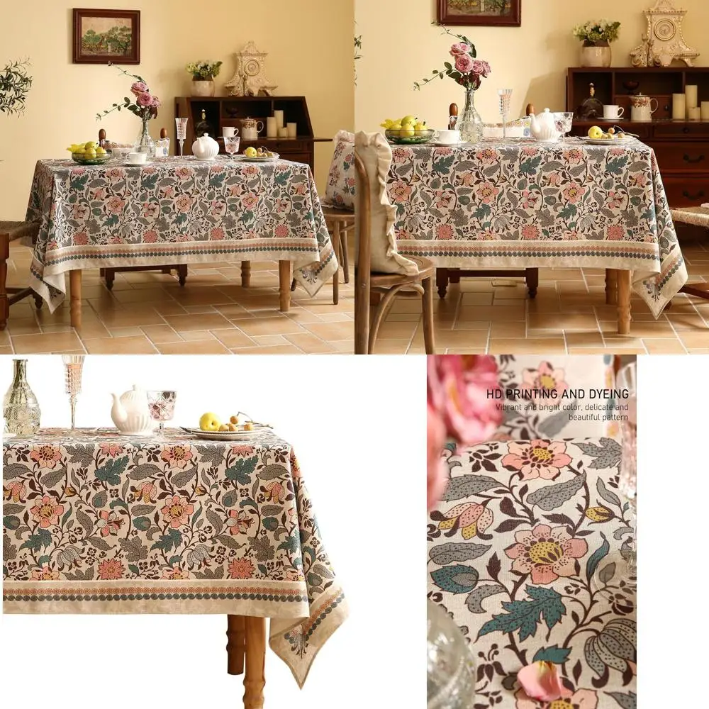 

Скатерть квадратная в стиле бохо с цветочным узором, льняная, с рисунком лотоса, красочный декор для столовой и праздников, 55x55