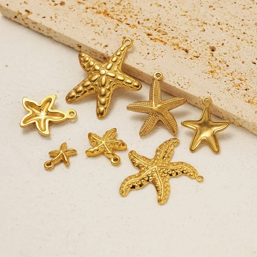 5pcs Stainless Steel Starfish Pendants Earrings Charms for DIY Beach Jewelry Bracelets Necklace Making Handcrafts Accessories