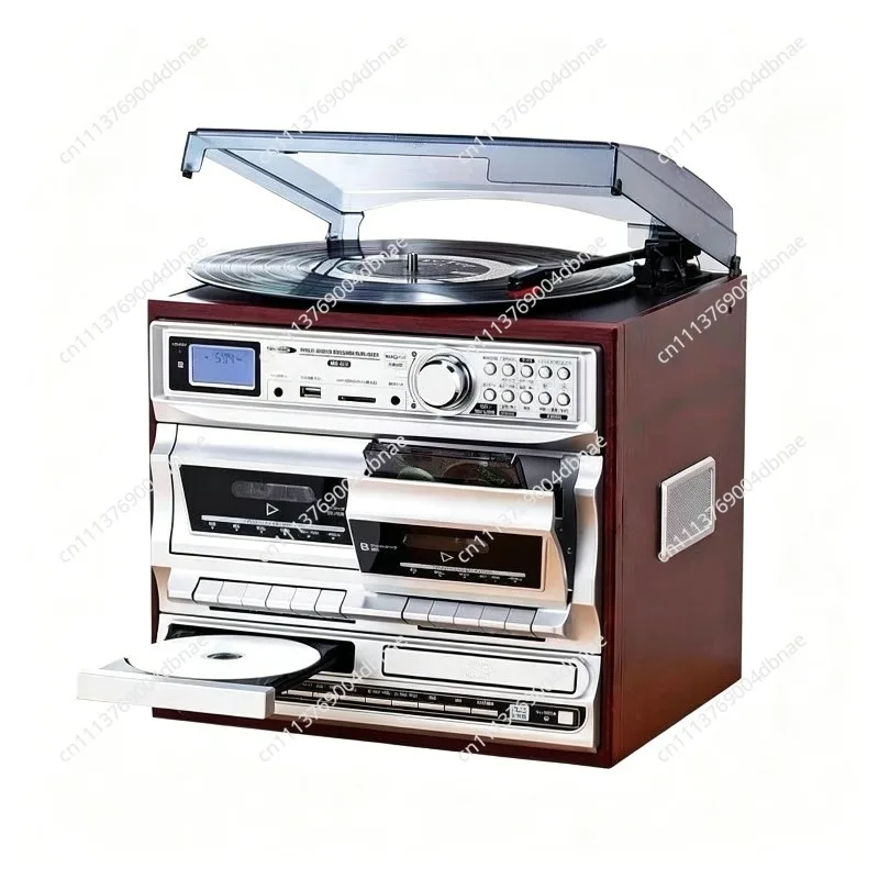 Vintage Bluetooth Record Player Turntable with CD Radio Retro Phonograph Electromagnetic Sound System