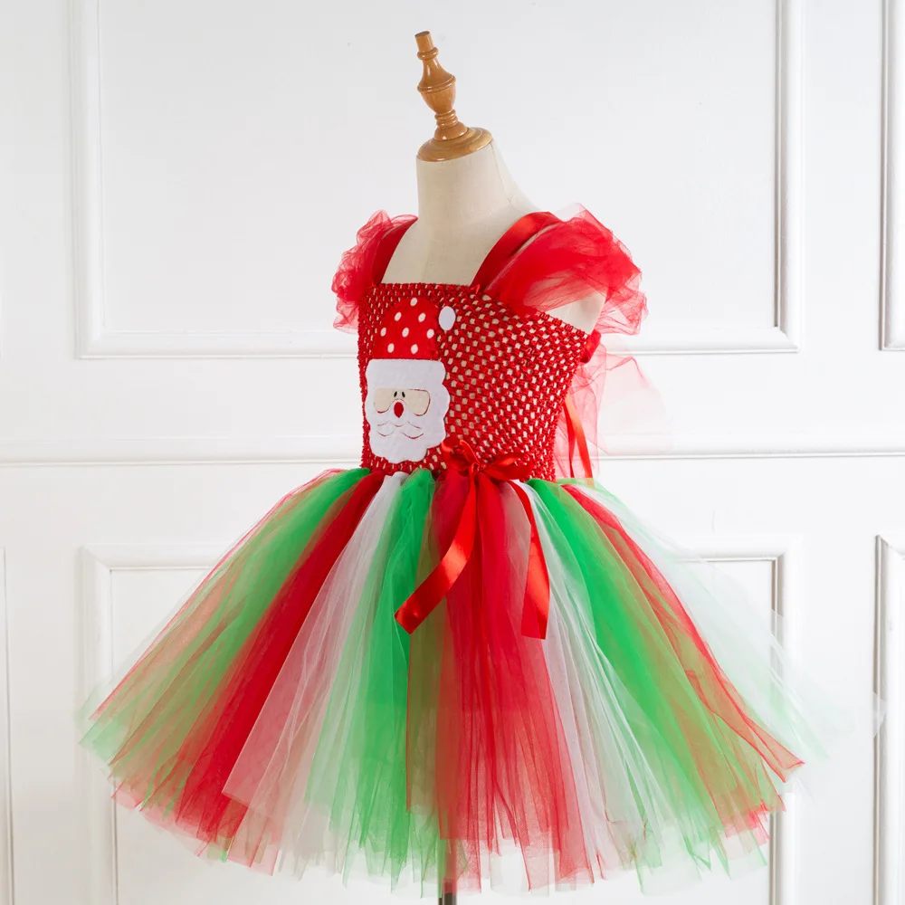 Trajes cosplay de Papai Noel para meninas, vestido Tutu vermelho, roupas de Natal, fantasia, Fansy, 2-12Yrs, 2023