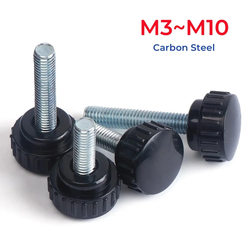 M3 M4 M5 M6 M8 M10 Galvanised Carbon Steel Knurled Nylon Plastic Round Head Handle Thumb Screw Bakelite Bolt Hand Screws
