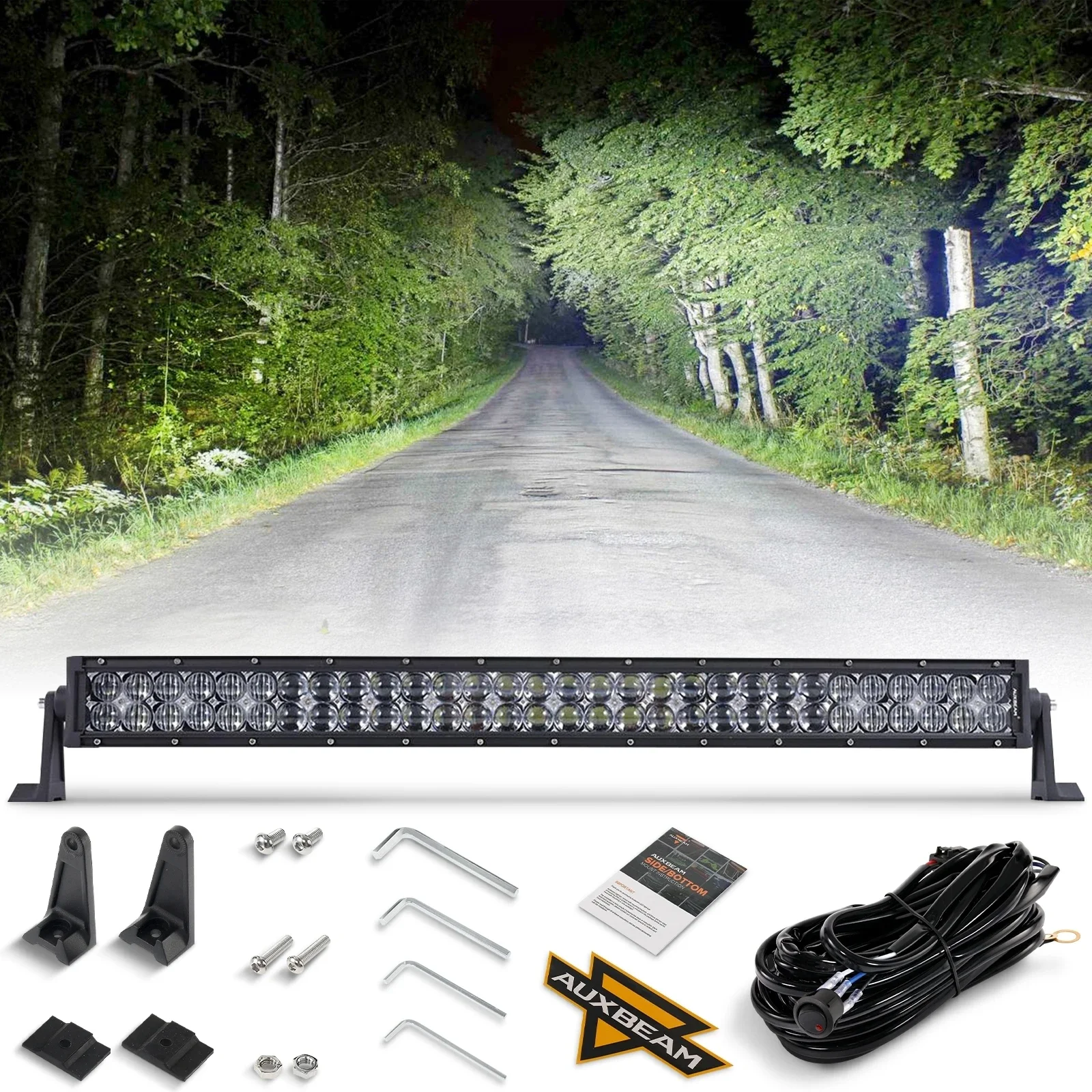 AUXBEAM 22 32 42 50 52 بوصة LED ضوء العمل بار كومبو شعاع مستقيم صف مزدوج LED ضوء بار لسيارات الدفع الرباعي ATV الشاحنات لاقط