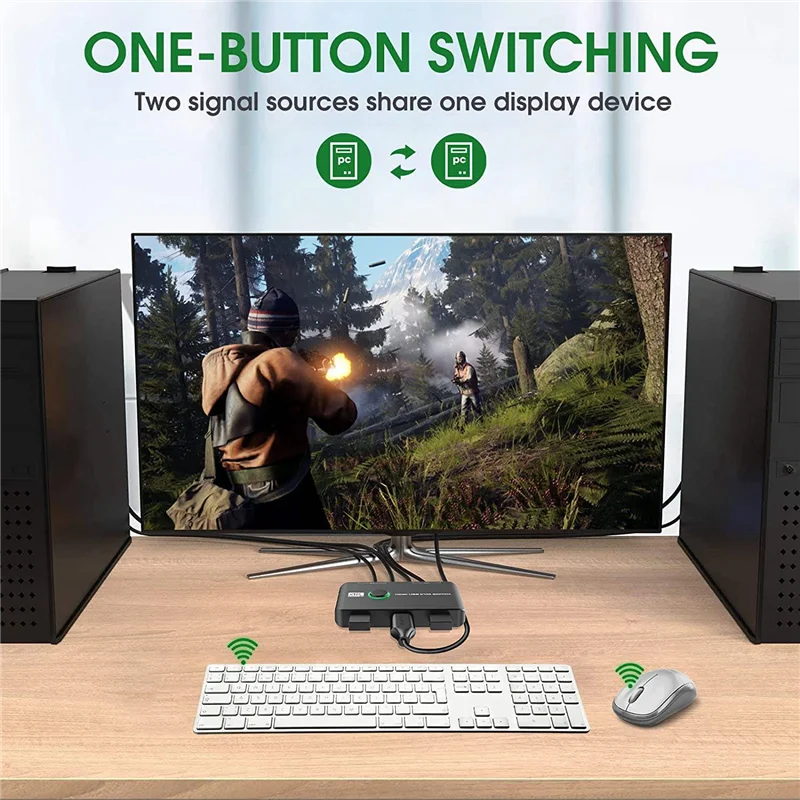 Enjoy Life, It's Worth Having 4K KVM Switch USB -Compatible Switches for 2 Computers Share Keyboard Mouse Printer and Monitor,