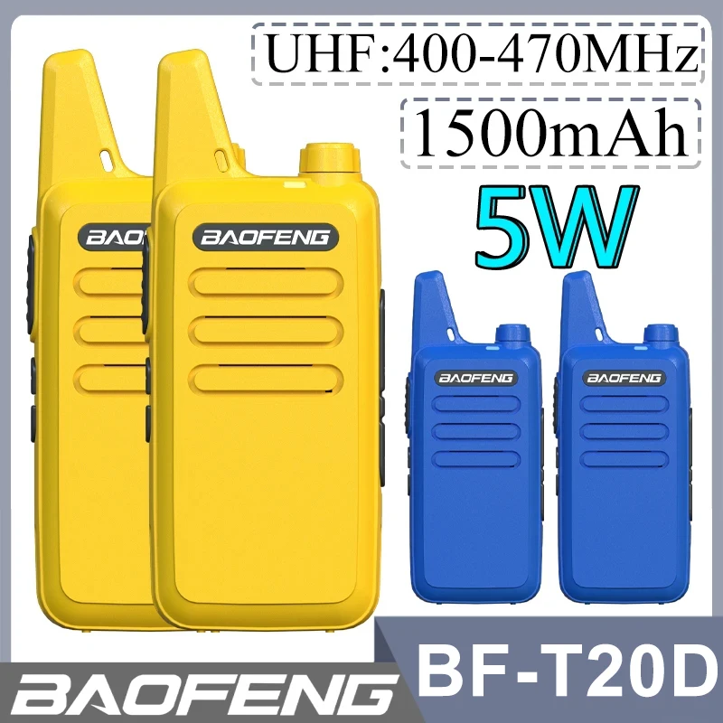 

2 шт. Baofeng BF-T20D мини-рация 5 Вт USB-C зарядка 1500 мАч портативная двусторонняя радиостанция обновление BF-C5 для охоты детский подарок