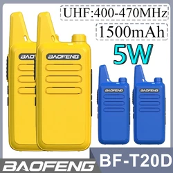 2PCS Baofeng BF-T20D Mini Walkie Talkie 5W USB-C Charge 1500mAh Portable Two Way Radio Upgrade of BF-C5 for Hunting Child's Gift