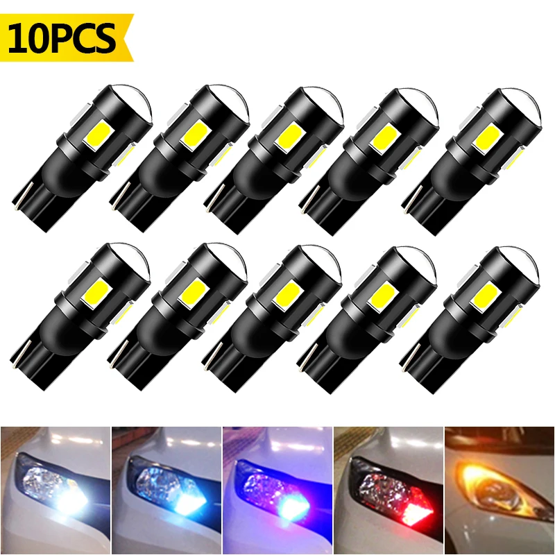 

10 pcs T10 W5W LED Bulb High Power Car Interior Trunk Lights Side Marker License Plate Lamp White Super Bright Car Accessorie