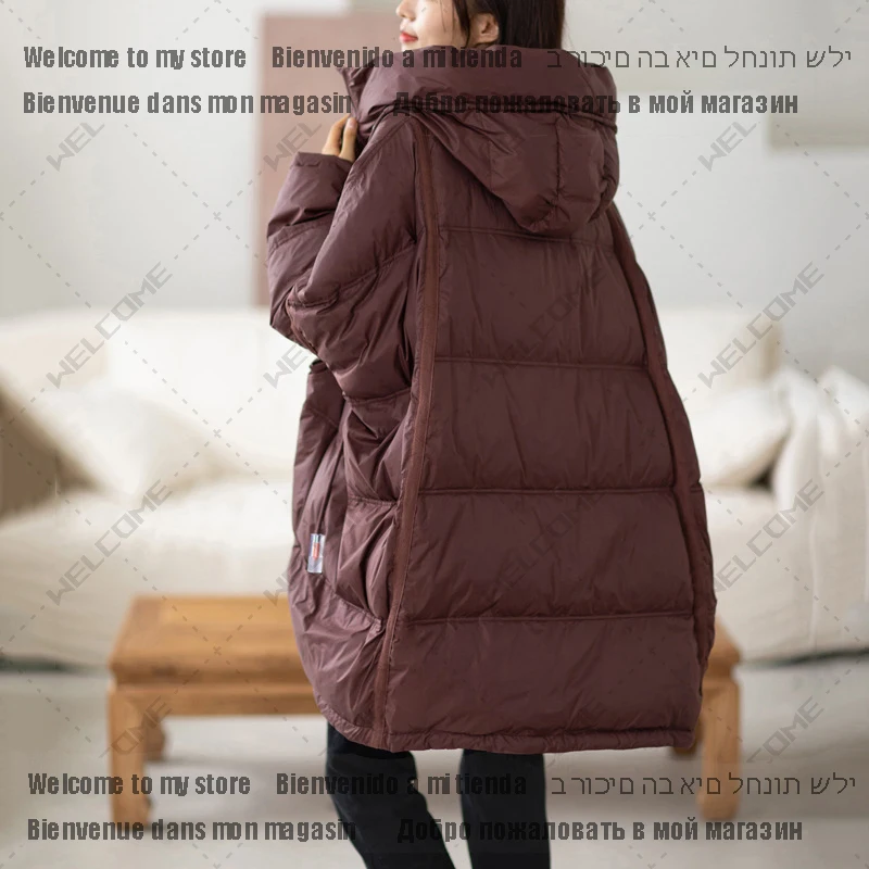 Nieuwe Winter Vrouwen 90% Wit Eend Donsjack Casual Losse Over Size Warme Parka Damesjas Met Capuchon