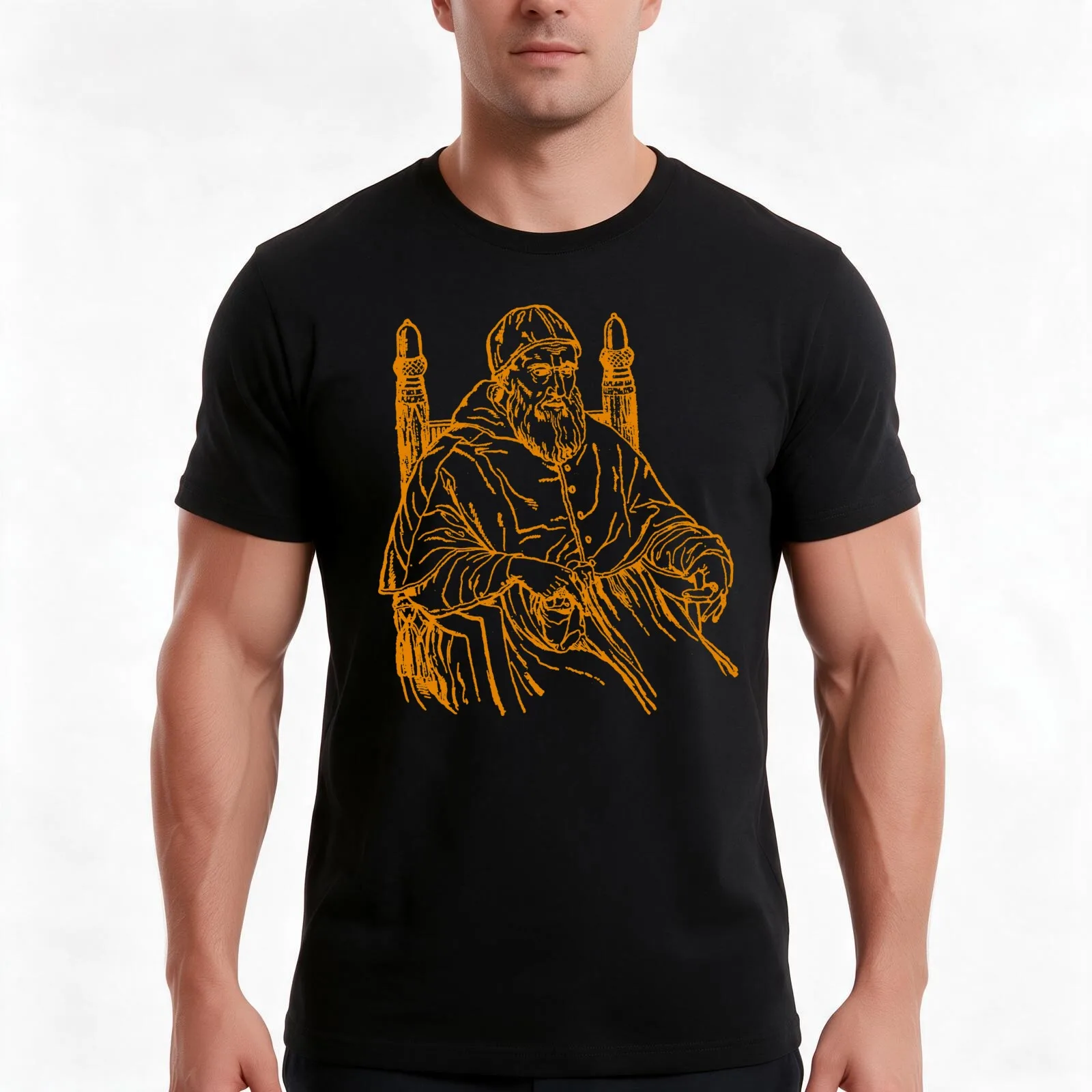 Orange Julius II, Pope 1503-1513, Victorian line drawing T-Shirt, Summer Casual Cotton Tee, Oversized Streetwear Tops