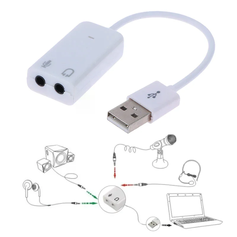 USB 2.0 To Jack External USB Sound Card 3D Audio Headset Microphone Earphone 7.1 Channel 5HV2 Adapter For Laptop